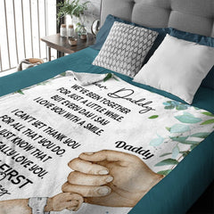 I Love You With A Smile First Father's Day - Personalized Blanket - Birthday Father's Day Gift For First Dad - OLESA
