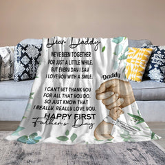 I Love You With A Smile First Father's Day - Personalized Blanket - Birthday Father's Day Gift For First Dad - OLESA