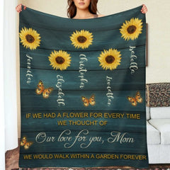 If We Had A Flower For Every Time We Thought Of Our Love For You, We Would Walk Within A Garden Forever - Gift For Mom, Grandma - Personalized Blanket - ARNOVIC
