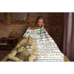 Lion Custom Name Blanket - Gift for Grandson - ARNOVIC