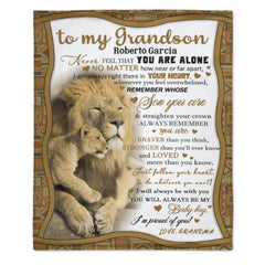 Lion Custom Name Blanket - Gift for Grandson - ARNOVIC