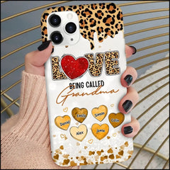 LOVE Being Called Grandma - Leopard Pattern - Personalized Phone Case - OLESA
