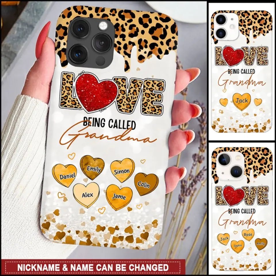 LOVE Being Called Grandma - Leopard Pattern - Personalized Phone Case - OLESA