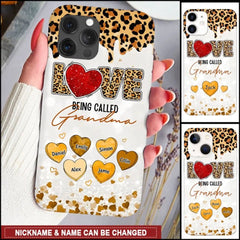LOVE Being Called Grandma - Leopard Pattern - Personalized Phone Case - OLESA