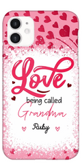 Love Is Being Called Grandma Pink Heart Grandma Nana With Kids Personalized Phone Case - OLESA