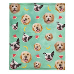 Lovely Pets And Fruit Icons - Personalized Custom Blanket - Upload Image, Gift For Pet Lovers, Christmas Gift - OLESA