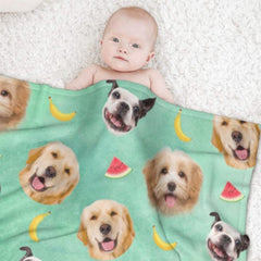 Lovely Pets And Fruit Icons - Personalized Custom Blanket - Upload Image, Gift For Pet Lovers, Christmas Gift - OLESA