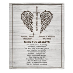 Missing You Always - Memorial Personalized Custom Blanket-Sympathy Gift For Family Members - ARNOVIC