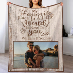My Favorite Place Is Next To You - Upload Image, Gift For Couples, Husband Wife - Personalized Horizontal Poster - ARNOVIC