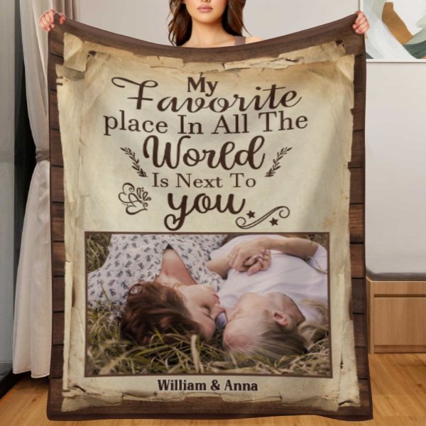 My Favorite Thing Is Staying Next To You - Upload Image, Gift For Couples, Husband Wife - Personalized Blanket - ARNOVIC
