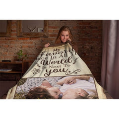 My Favorite Thing Is Staying Next To You - Upload Image, Gift For Couples, Husband Wife - Personalized Blanket - ARNOVIC