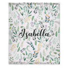 Name Custom Personalized Green Leaf Plant Blanket - Gift for Family and Friends - ARNOVIC