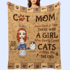 Once Upon A Time, There Was A Girl Who Really Loved Cats, It Was Me - Personalized Blanket - Gift For Cat Lovers, Cat Owners, Cat Gift, Gift For Pet Lovers - OLESA