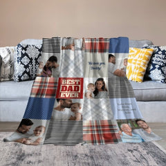 Patchwork Best Dad Memories Photo Blanket - OLESA