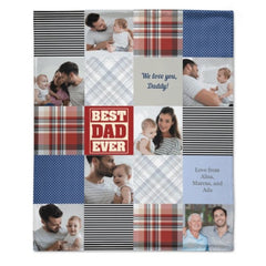 Patchwork Best Dad Memories Photo Blanket - OLESA