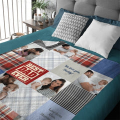 Patchwork Best Dad Memories Photo Blanket - OLESA