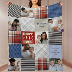 Patchwork Best Dad Memories Photo Blanket - OLESA