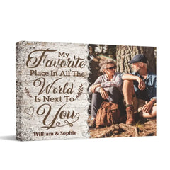 Personalized Canvas Wall Art For Couples, Husband Wife - My Favorite Place Is Next To You - OLESA