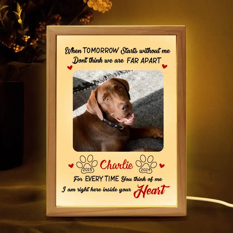 Personalized Costom Dog Memorial Photo Frame Box - I'm Right Here Inside Your Heart Picture - OLESA