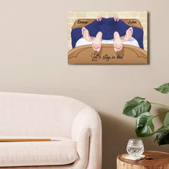 Personalized Couple Canvas Wall Art- Let's Stay In Bed - OLESA