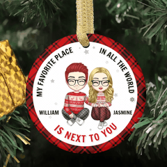 Personalized Custom Couple Ceramic Round Shaped Ornament - Christmas Gift - The Best Thing I've Ever Found - OLESA