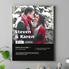 Personalized Custom Couple Portrait From Photo Movie Canvas Wall Art - OLESA