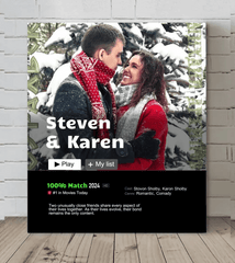 Personalized Custom Couple Portrait From Photo Movie Canvas Wall Art - OLESA