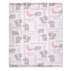 Personalized Custom Elephant Stars Baby Blanket - OLESA