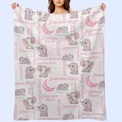 Personalized Custom Elephant Stars Baby Blanket - OLESA