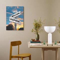 Personalized Custom Name Street Sign Canvas Wall Art, Anniversary Gift - OLESA