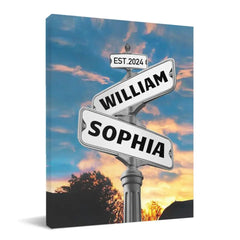 Personalized Custom Name Street Sign Canvas Wall Art, Anniversary Gift - OLESA