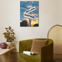 Personalized Custom Name Street Sign Canvas Wall Art, Anniversary Gift - OLESA