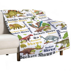 Personalized Dinosaur Name Custom Blanket-Gift for Kids - OLESA