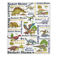 Personalized Dinosaur Name Custom Blanket-Gift for Kids - OLESA