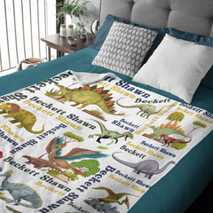 Personalized Dinosaur Name Custom Blanket-Gift for Kids - OLESA