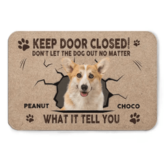 Personalized Doormat - Custom Photo Dog Cat Keep Door Closed - Gift For Pet Lovers, Pet Owners - OLESA