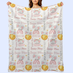 Personalized Elephant Moon and Stars Baby Blanket - OLESA