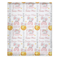 Personalized Elephant Moon and Stars Baby Blanket - OLESA