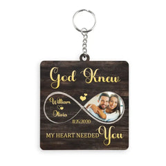 Personalized Fiberboard Keychain Custom Photo For Couple - My Heart Needed You - OLESA