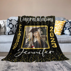 Personalized Graduation Blanket 2023 Custom Photo and Name Congratulations Graduation Gift - OLESA
