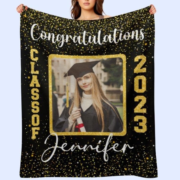 Personalized Graduation Blanket 2023 Custom Photo and Name Congratulations Graduation Gift - OLESA