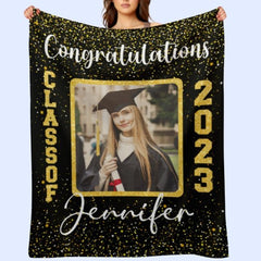 Personalized Graduation Blanket 2023 Custom Photo and Name Congratulations Graduation Gift - OLESA