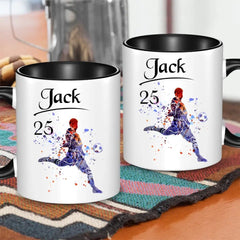 Personalized Mug Custom Name Soccer Player Mug - Sport Gift for Grandson Boyfriend Dad Husband - OLESA