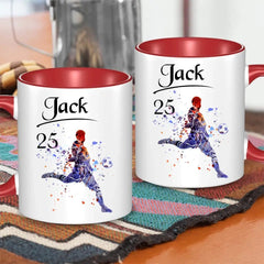 Personalized Mug Custom Name Soccer Player Mug - Sport Gift for Grandson Boyfriend Dad Husband - OLESA