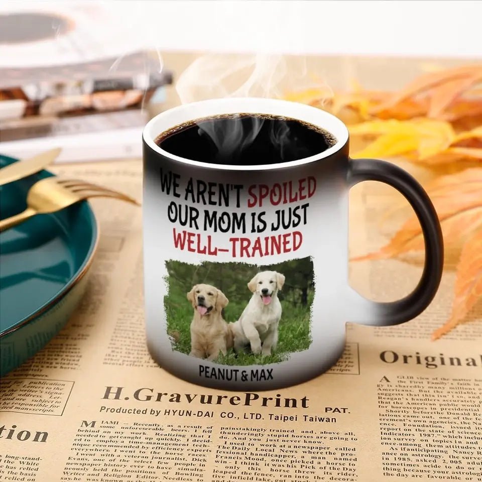Personalized Name Color Changing Mug For Pet Owner - Well Trained Mom Photo - OLESA