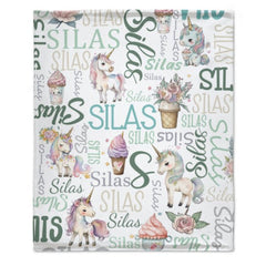 Personalized Name Custom Unicorn Baby Blanket - Gifts for Daughter Granddaughter - Birthday Gifts - OLESA