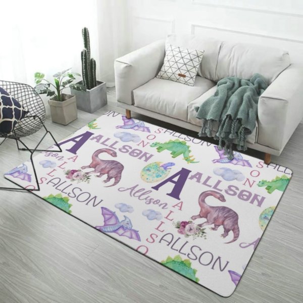 Personalized Name Dinosaur Decorative Mat - Gifts for Kids - OLESA