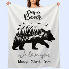 Personalized Name Papa Bear Blankets Gift For Dad - OLESA
