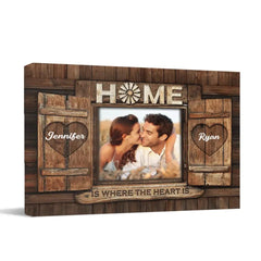 Personalized Photo Canvas Wall Art - Home Is Where The Heart Is - OLESA