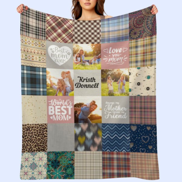 Personalized Photo Collage Blanket Minimalist Gift for Mom - Mother's Day Gifts - OLESA